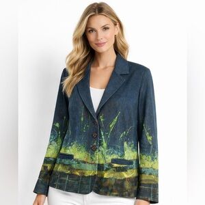 simply art by dolcezza jacket blazer Artistic Blue and Green small